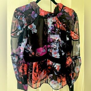 NEW Ted Baker Boho Shirt NWT 4 Medium Large Black Trim Velvet Designer Neeveh